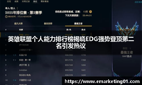 英雄联盟个人能力排行榜揭晓EDG强势登顶第二名引发热议